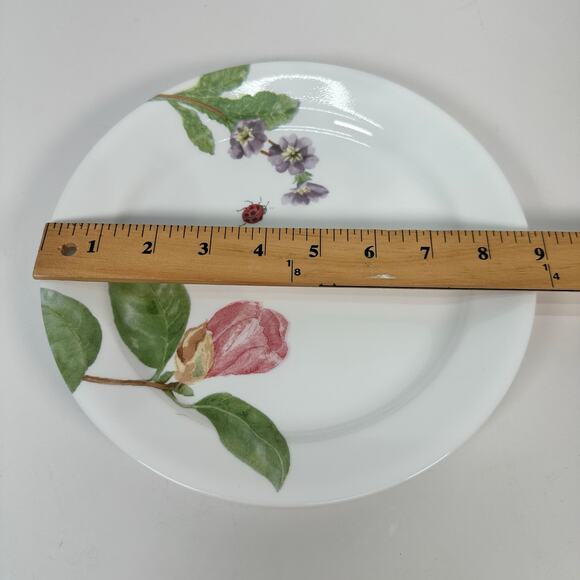 Corelle Camellia Dinner Plates 10 1/4" Dragonfly Flower Ladybug Set of 4 - Picture 8 of 8